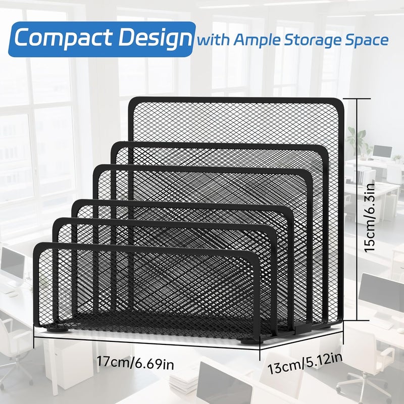 ReePlan Mail Organizer with 5 Slot, Metal Mail Holder for Desk, Office File Holder Letter Organizer for Mails (Black) - Image 3